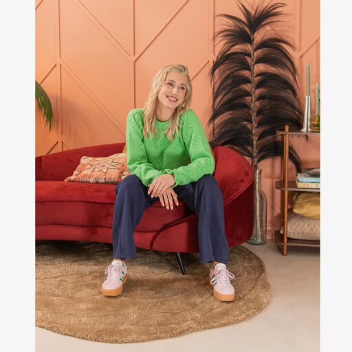 VL Court Bold suede dames sneakers roze groen