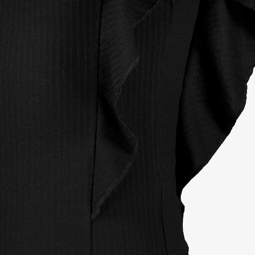 Meisjes rib top met ruches zwart