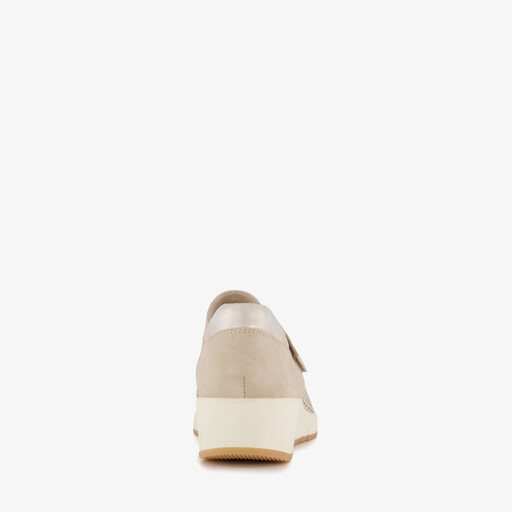 Dames instappers met H leest beige