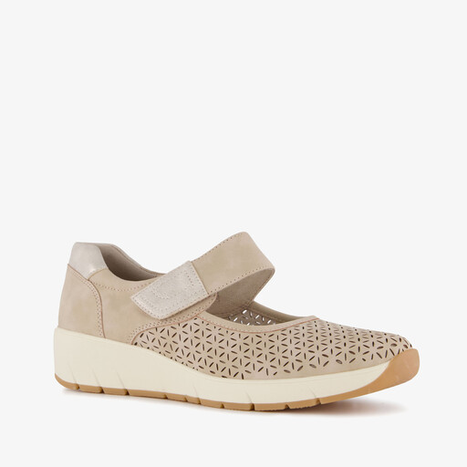 Dames instappers met H leest beige