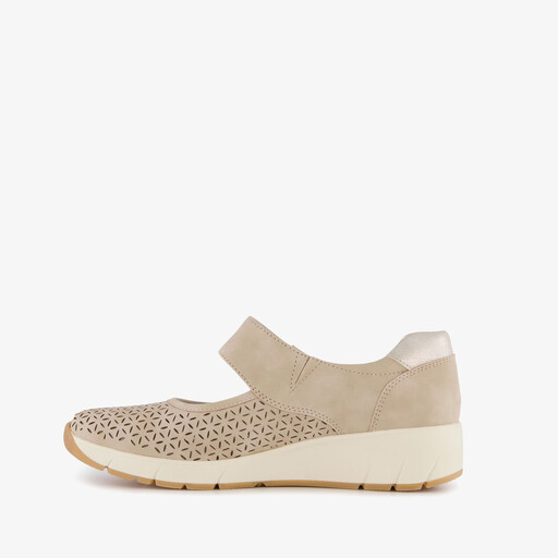 Dames instappers met H leest beige