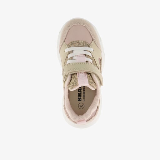 Leren meisjes sneakers beige panterprint