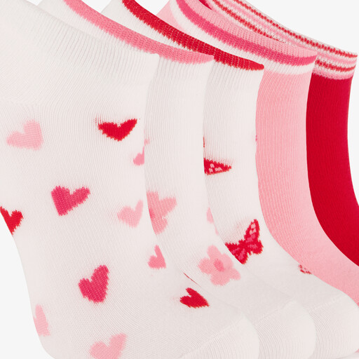 5 paar meisjes sneakersokken wit roze