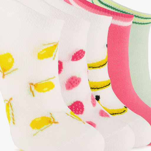 5 paar kinder sneakersokken wit geel