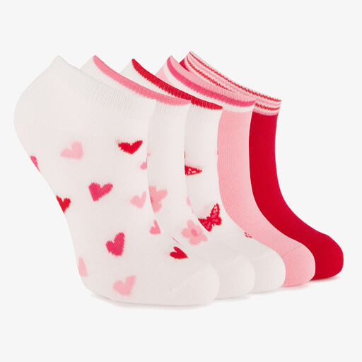 5 paar meisjes sneakersokken wit roze