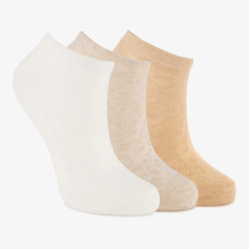 3 paar dames sneakersokken luipaardprint beige wit