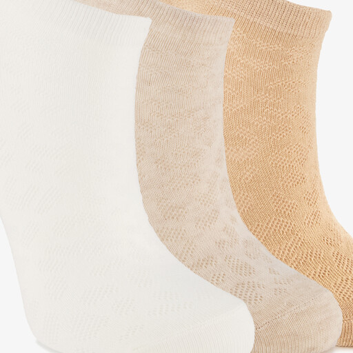 3 paar dames sneakersokken luipaardprint beige wit