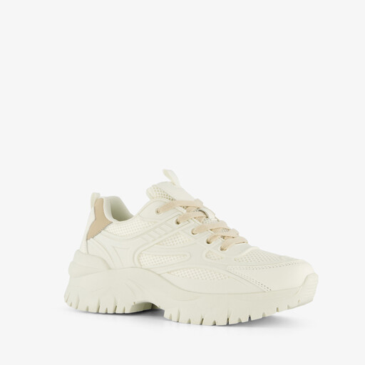 Dames dad sneakers wit beige