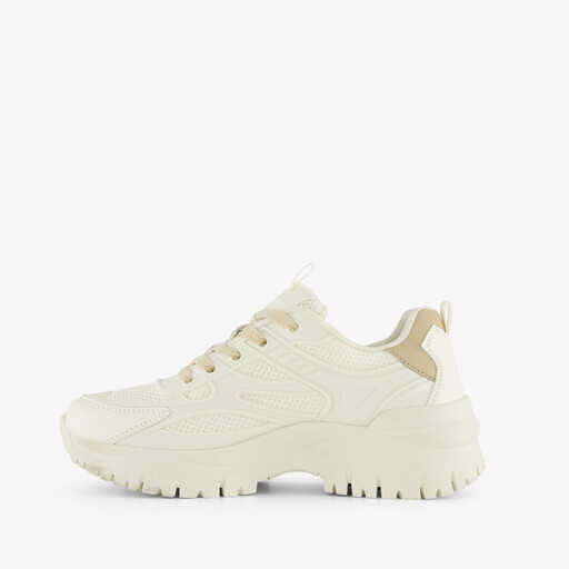 Dames dad sneakers wit beige