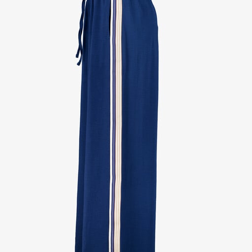 Dames wide leg broek met bies blauw