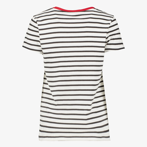 Gestreepte dames T-shirt wit blauw