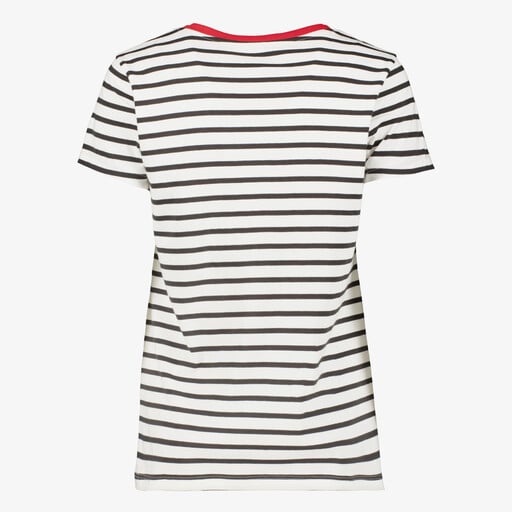 Gestreepte dames T-shirt wit blauw