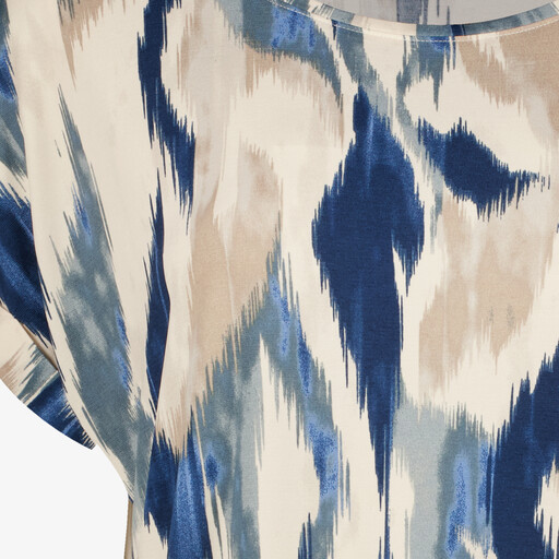 Dames T-shirt met grafische print blauw beige