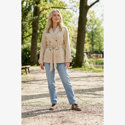 Korte dames trenchcoat beige