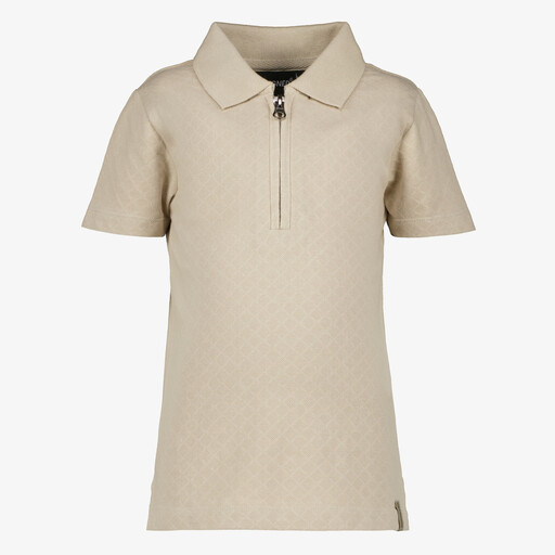 Jongens polo met rits beige