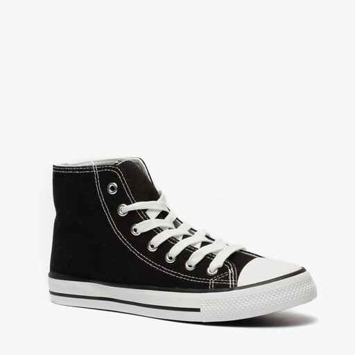 Hoge canvas dames sneakers zwart