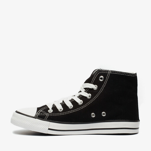 Hoge canvas dames sneakers zwart