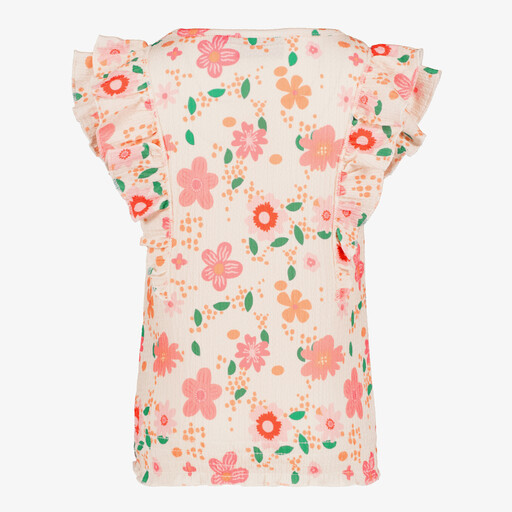 Meisjes top met bloemenprint creme
