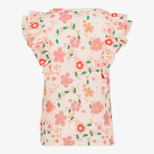 Meisjes top met bloemenprint creme