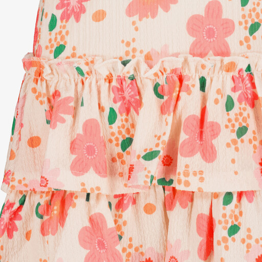Meisjes rok met bloemenprint creme