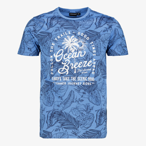Heren T-shirt met bladerenprint groen