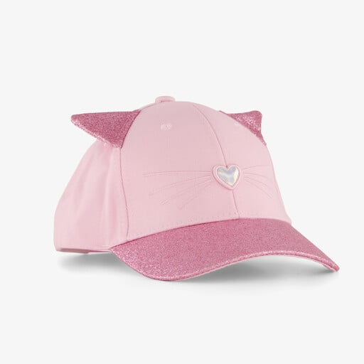 Meisjes pet met kattenoortjes roze