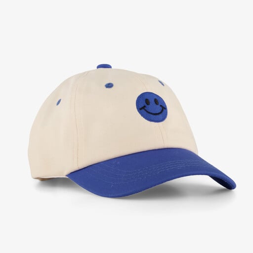 Kinder pet met smiley wit blauw