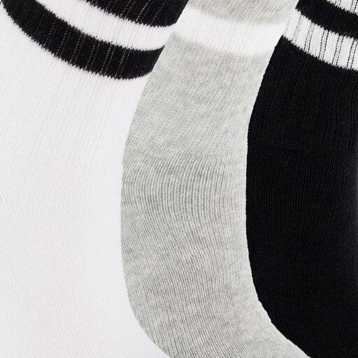 3 paar kindersokken met streepjes wit zwart