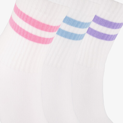 3 paar kinder sportsokken met strepen wit