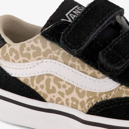 Meisjes sneakers met panterprint zwart wit