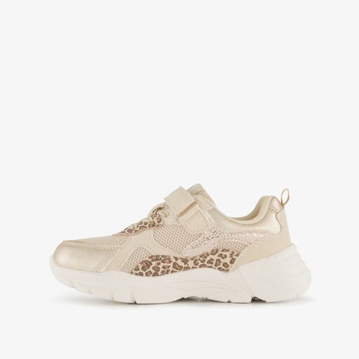 Meisjes sneakers met luipaardprint beige goud