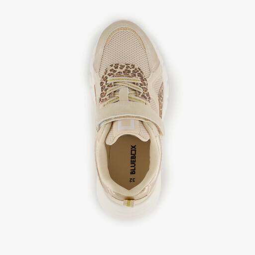 Meisjes sneakers met luipaardprint beige goud
