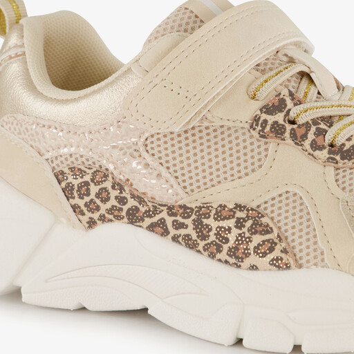 Meisjes sneakers met luipaardprint beige goud