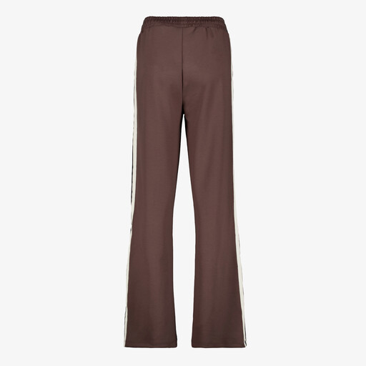 Dames wide leg broek met bies bruin