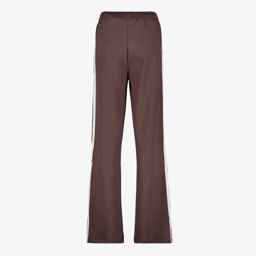 Dames wide leg broek met bies bruin
