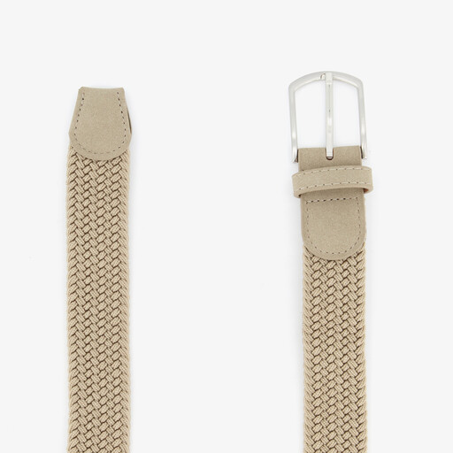 Gevlochten heren riem beige