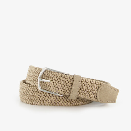 Gevlochten heren riem beige