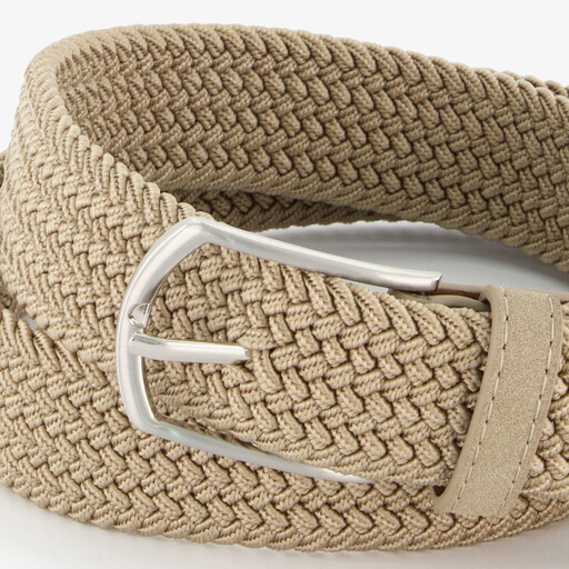 Gevlochten heren riem beige
