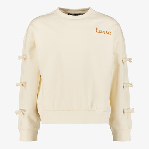 Meisjes sweater met strikjes beige