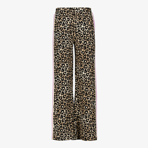 Meisjes wide leg broek met panterprint