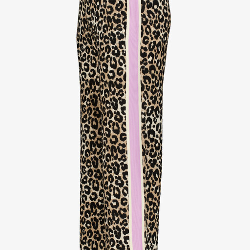 Meisjes wide leg broek met panterprint