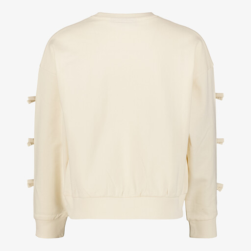 Meisjes sweater met strikjes beige