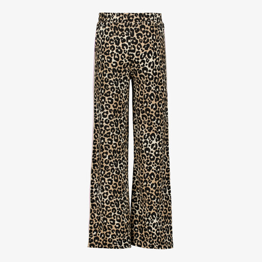 Meisjes wide leg broek met panterprint