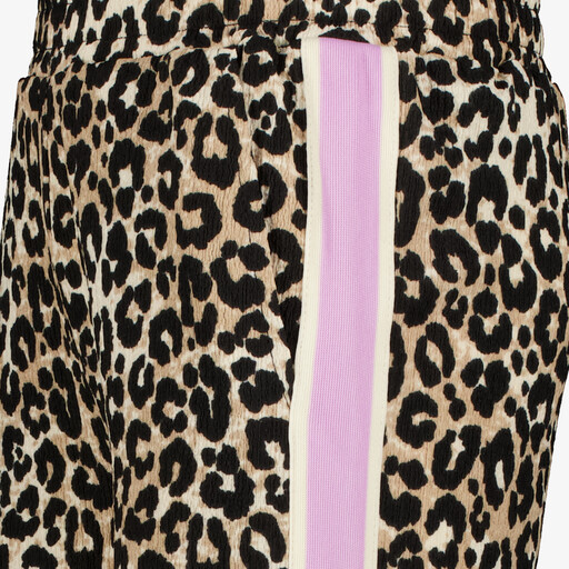 Meisjes wide leg broek met panterprint