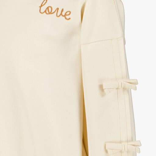 Meisjes sweater met strikjes beige