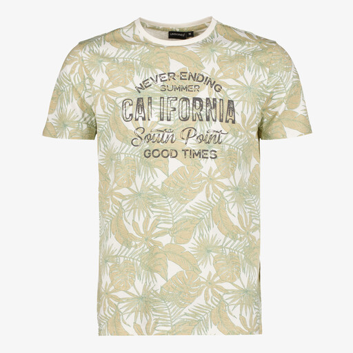 Heren T-shirt met bladerenprint groen