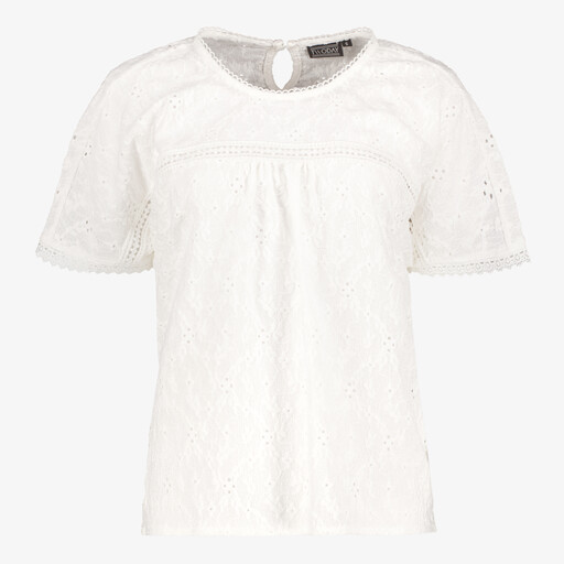 Dames top met broderie details wit