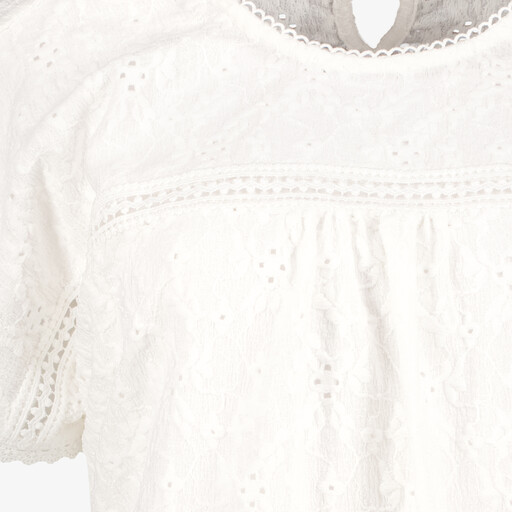 Dames top met broderie details wit