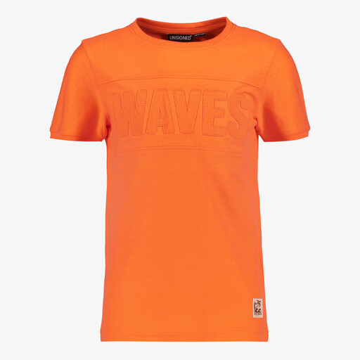Jongens T-shirt met tekstopdruk oranje