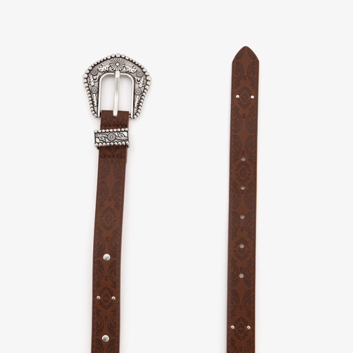 Dames riem bruin zilver